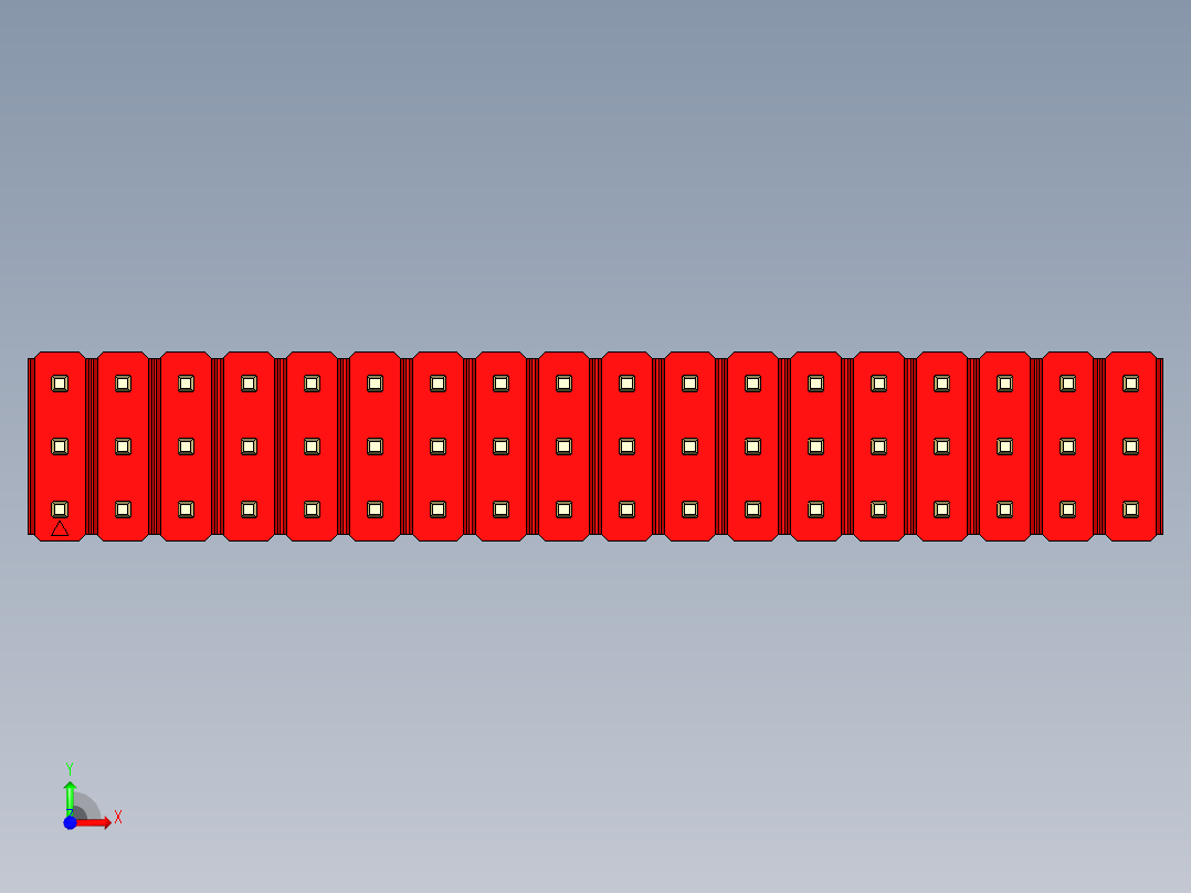 彩色公头100mil（2.54mm）系列-DS1021_red_3x18p_100mil_Type19_rev1.0前视图