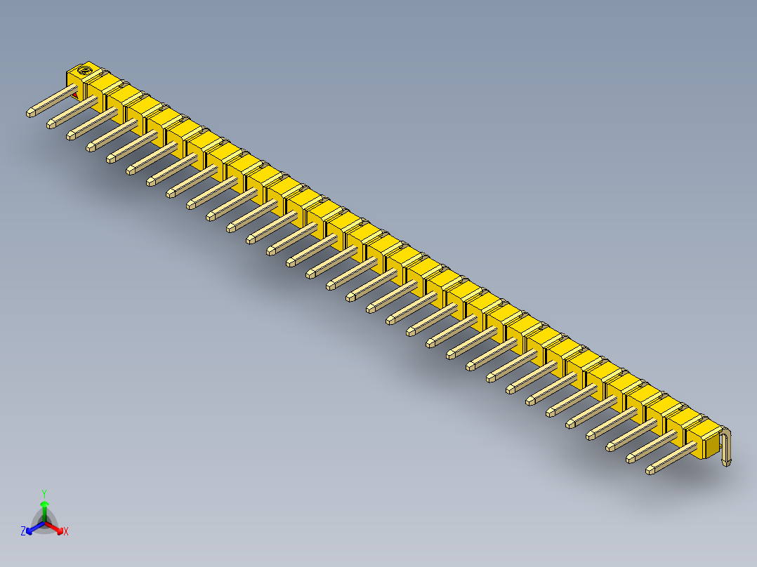 彩色公排针 100mil 2.54mm 系列-DS1022_yellow_1x32p_100mil_TypeD_rev1.0