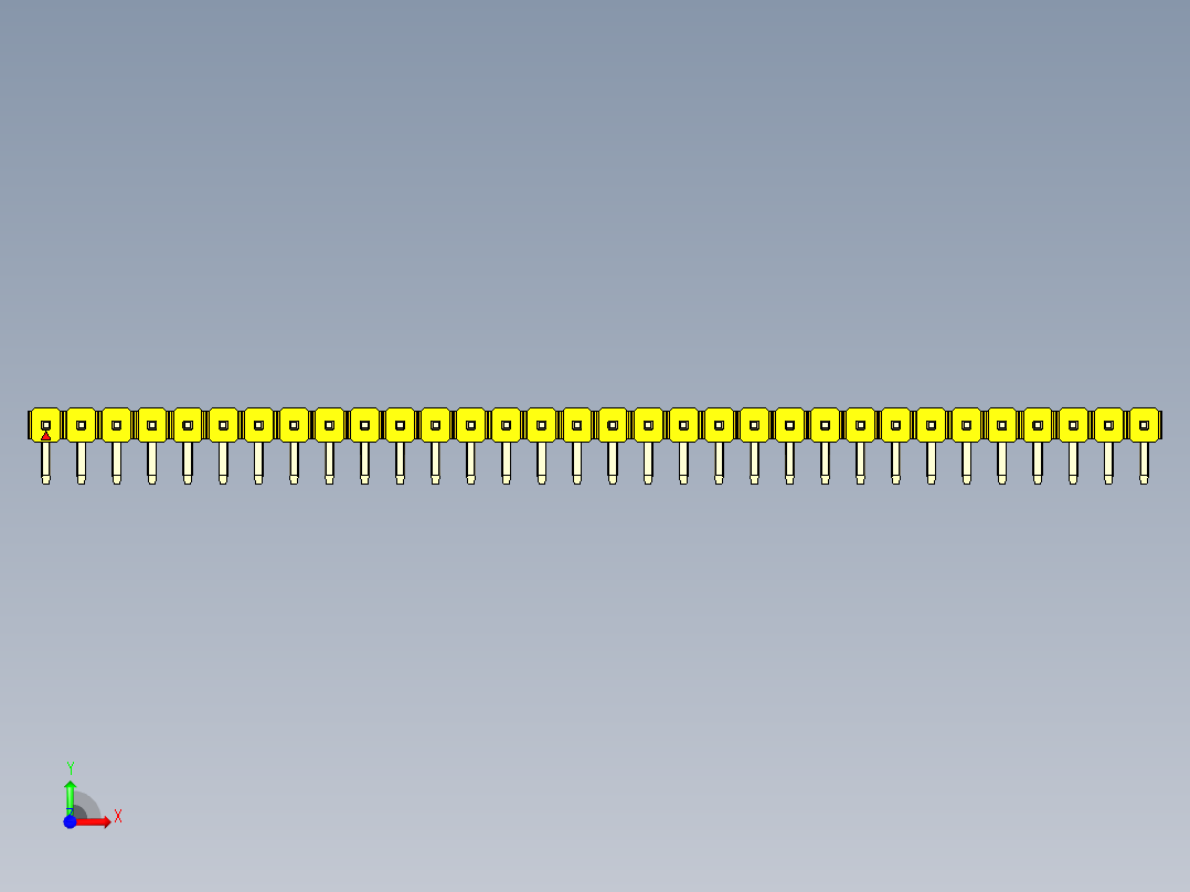 彩色公排针 100mil 2.54mm 系列-DS1022_yellow_1x32p_100mil_TypeD_rev1.0前视图