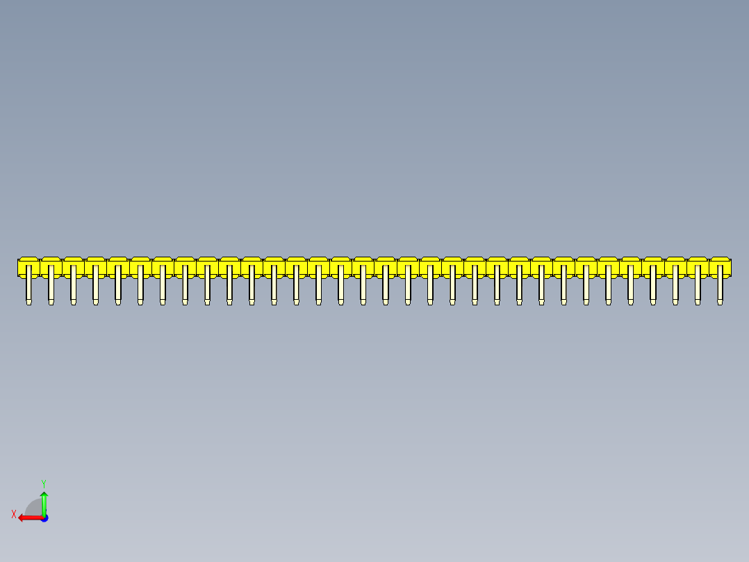 彩色公排针 100mil 2.54mm 系列-DS1022_yellow_1x32p_100mil_TypeD_rev1.0后视图