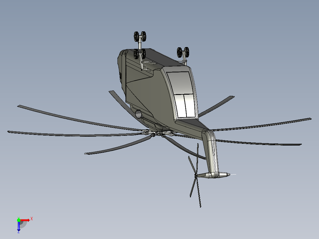 直升飞机 飞机模型设计 (68)俯视图