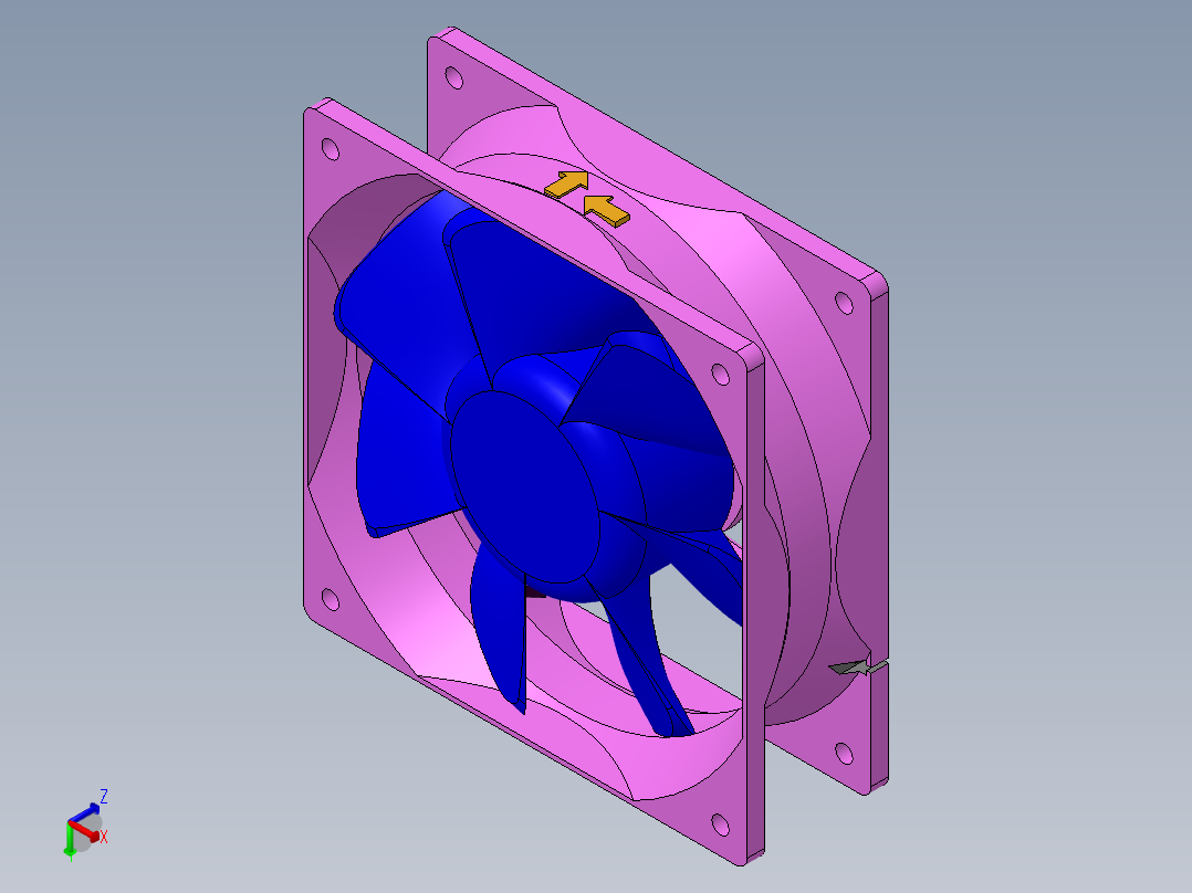 散热风扇120x120x38正等轴测图
