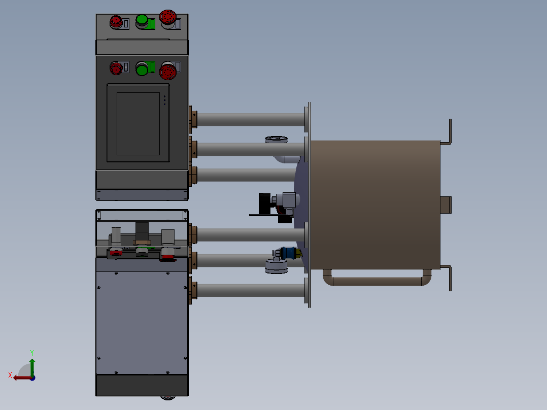 胶桶显示器后视图