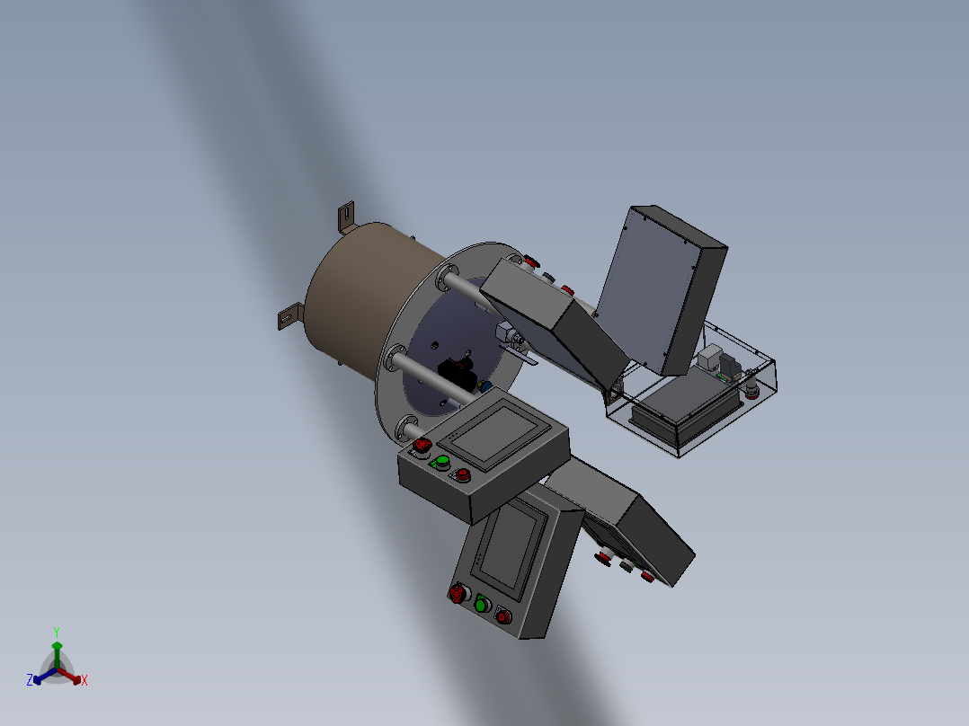 胶桶显示器正等轴测图