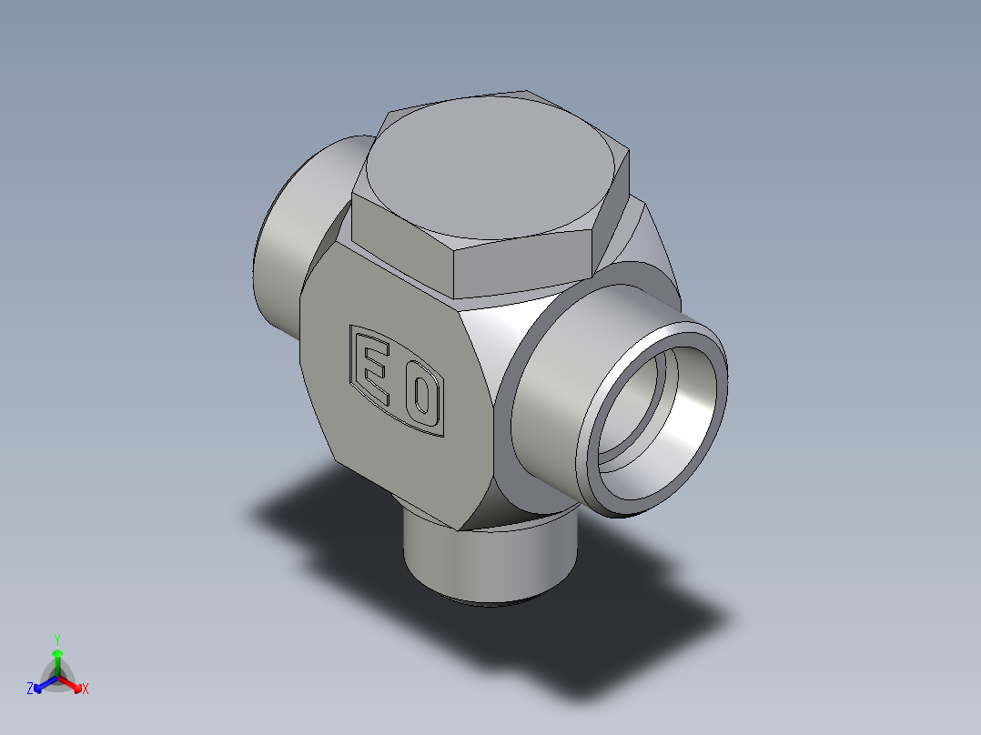 卡套式工业通用硬管接头EO_High_pressure_banjo_tee_TH18LROMD71正等轴测图