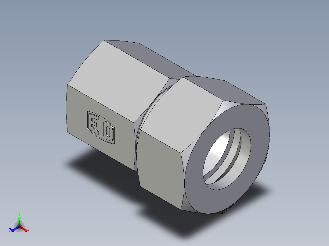卡套式工业通用硬管接头EO_Swivel_connector_GAI18LRCF正等轴测图