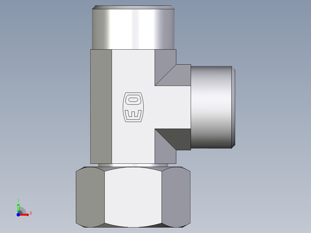 卡套式工业通用硬管接头EO_Swivel_nut_run_tee_EL20SOMD71前视图
