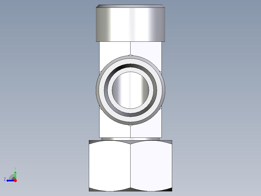 卡套式工业通用硬管接头EO_Swivel_nut_run_tee_EL20SOMD71右视图