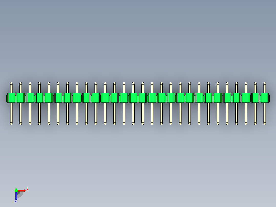 彩色公头100mil（2.54mm）系列-DS1021_green_3x28p_100mil_Type1_rev1.0俯视图
