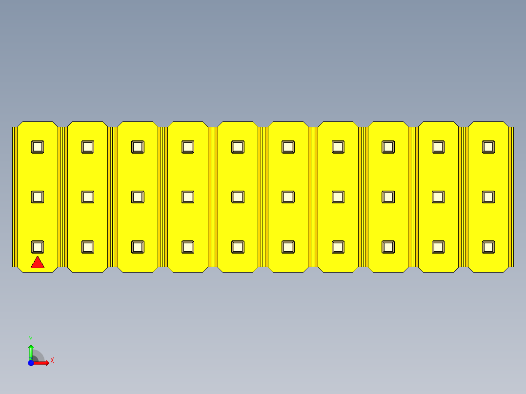 彩色公头100mil（2.54mm）系列-DS1021_yellow_3x10p_100mil_Type43_rev1.0前视图
