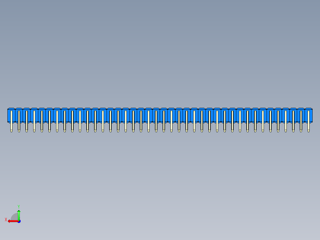 彩色公排针 100mil 2.54mm 系列-DS1022_blue_2x40p_100mil_TypeD_rev1.0后视图