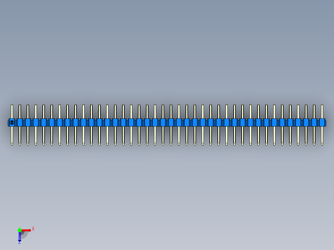 彩色公排针 100mil 2.54mm 系列-DS1022_blue_2x40p_100mil_TypeD_rev1.0俯视图