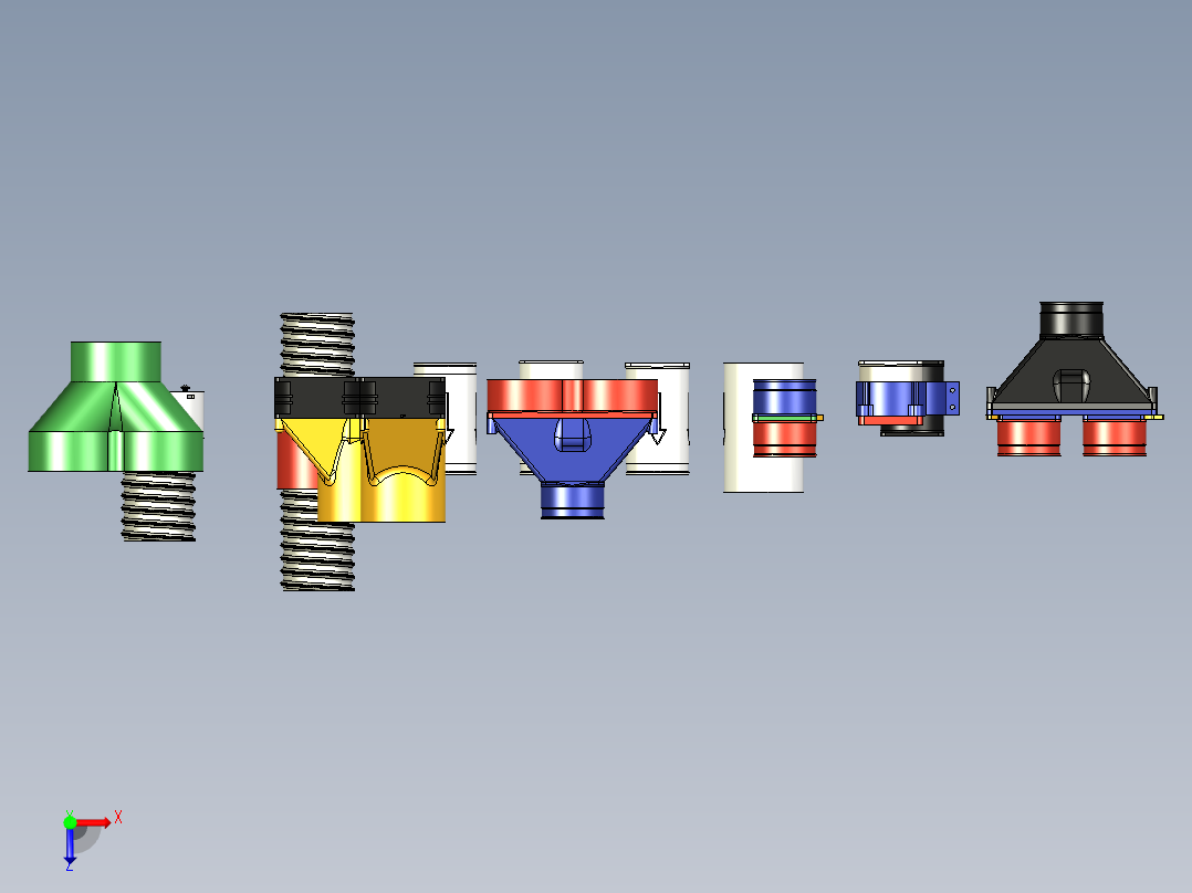 打印机激光切割机排气系统2.5英寸俯视图