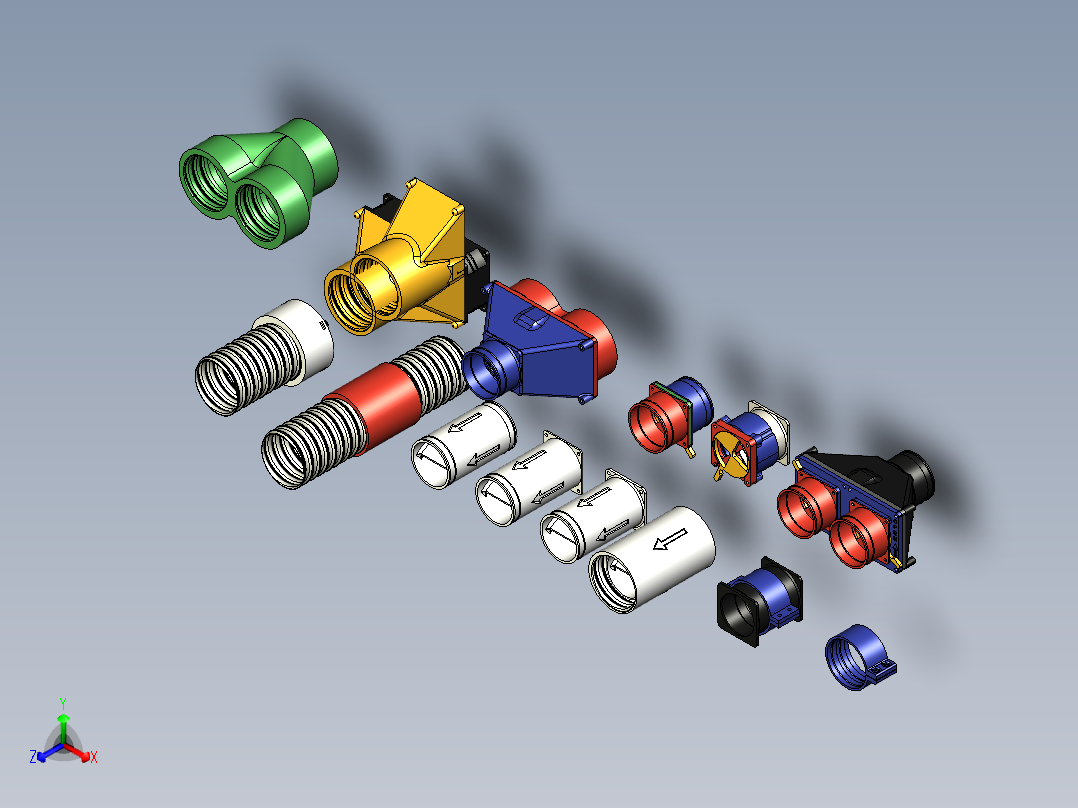 打印机激光切割机排气系统2.5英寸正等轴测图