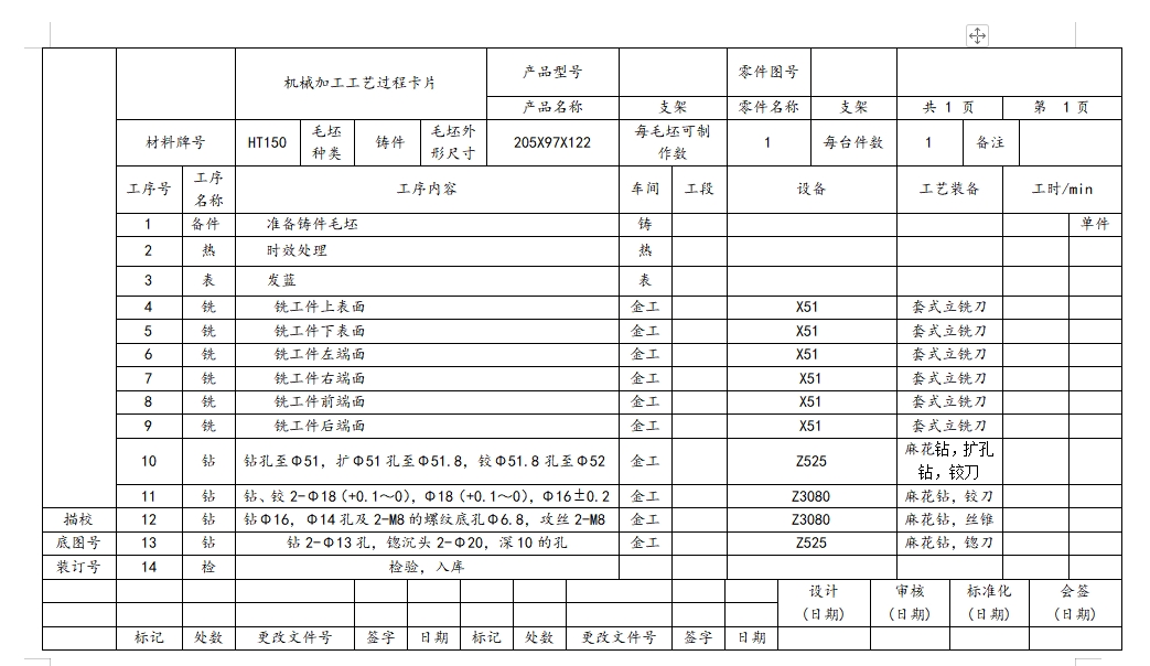 支架的钻Φ52孔夹具设计及加工工艺装备含非标7张CAD图