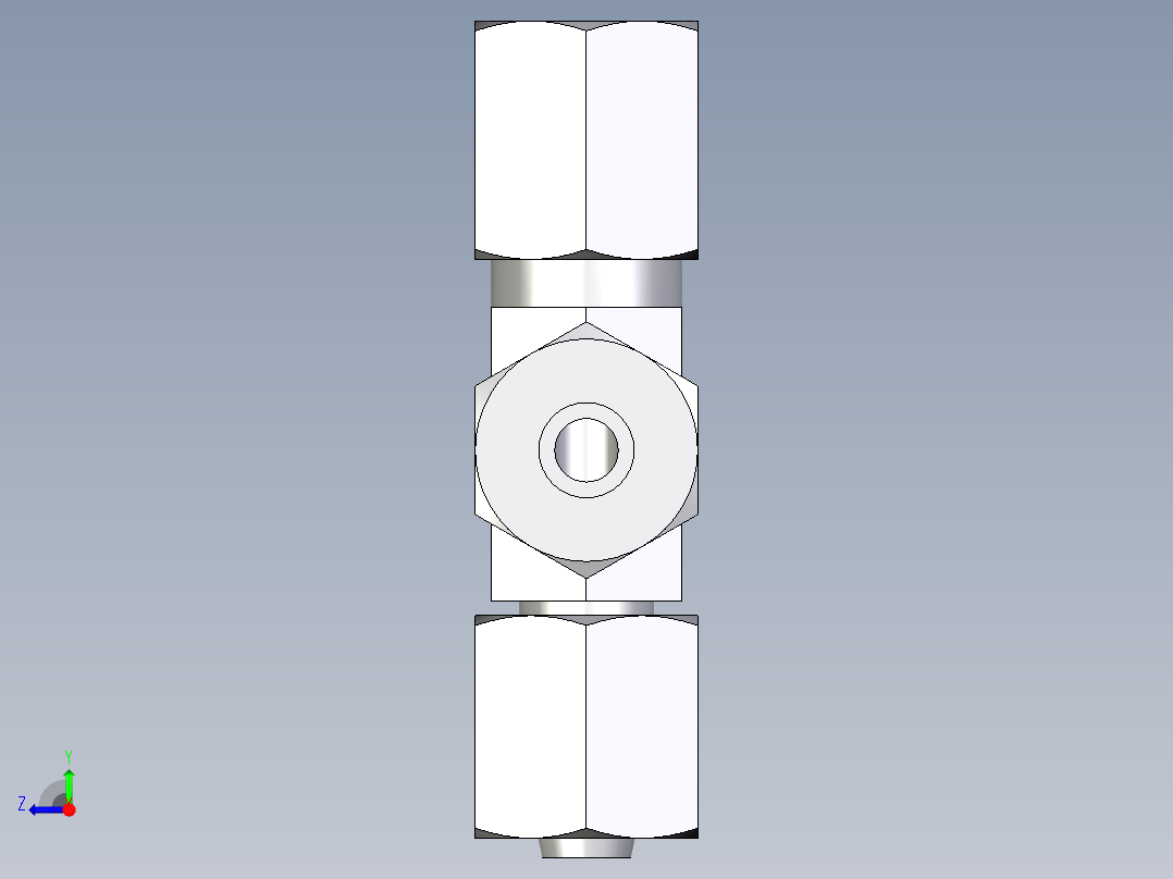 卡套式工业通用硬管接头EO_Swivel_nut_run_tee_EL06ZL71右视图