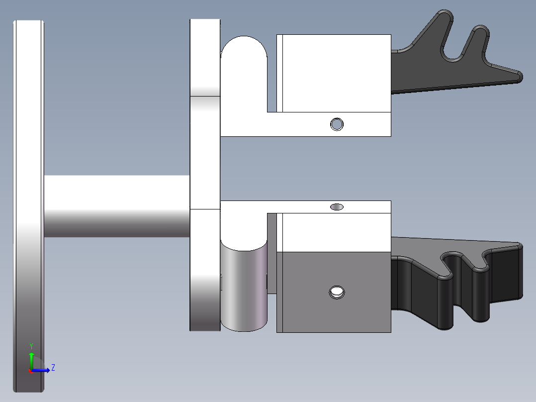 气动柔性夹爪组件左视图