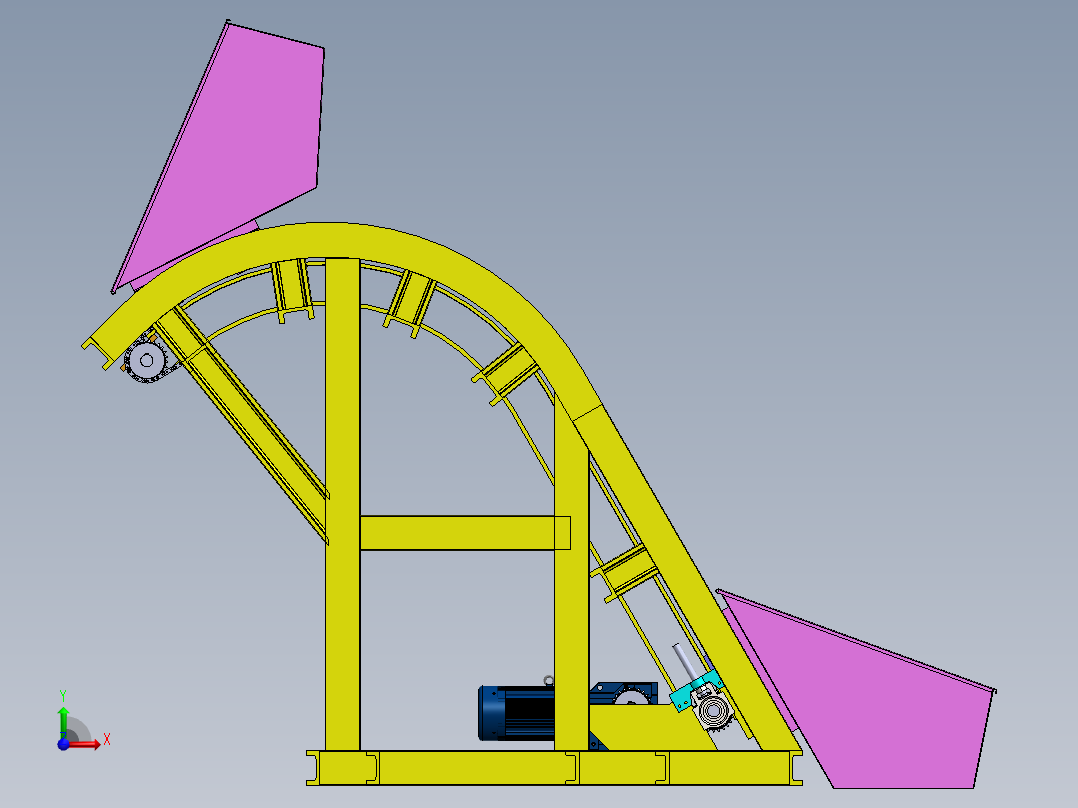 斗式提升机三维含零件图带参数可编辑前视图