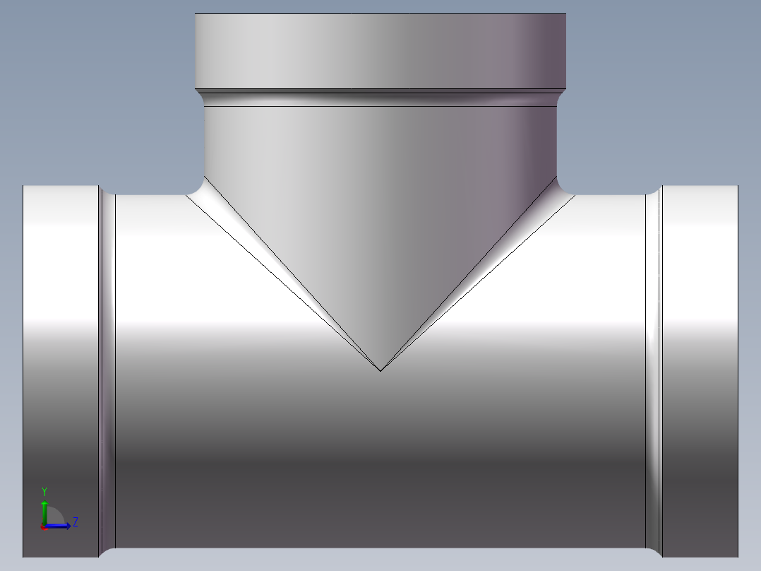 三通-等径 DN25左视图
