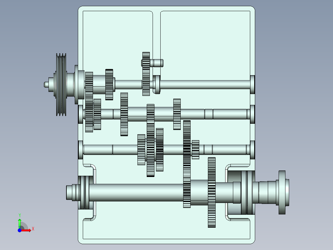 机床变速箱3前视图