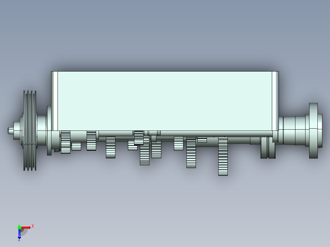 机床变速箱3俯视图