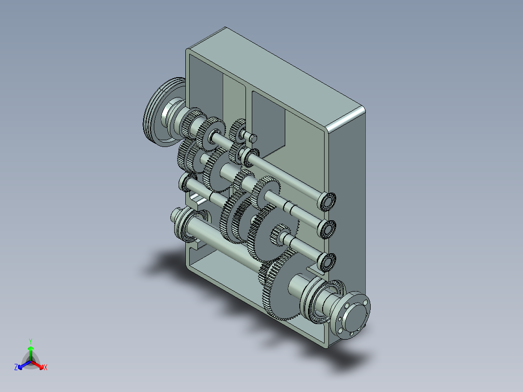 机床变速箱3正等轴测图