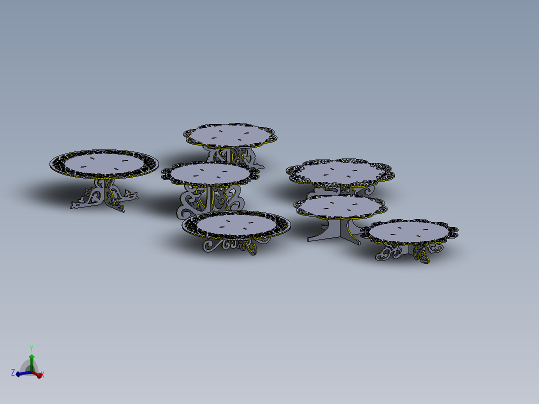 激光下料拼图艺术餐桌AutoCAD, SOLIDWORKS 2016