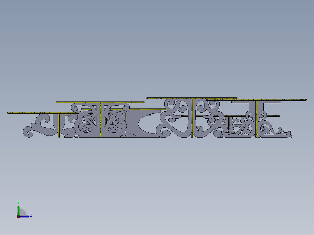 激光下料拼图艺术餐桌AutoCAD, SOLIDWORKS 2016左视图
