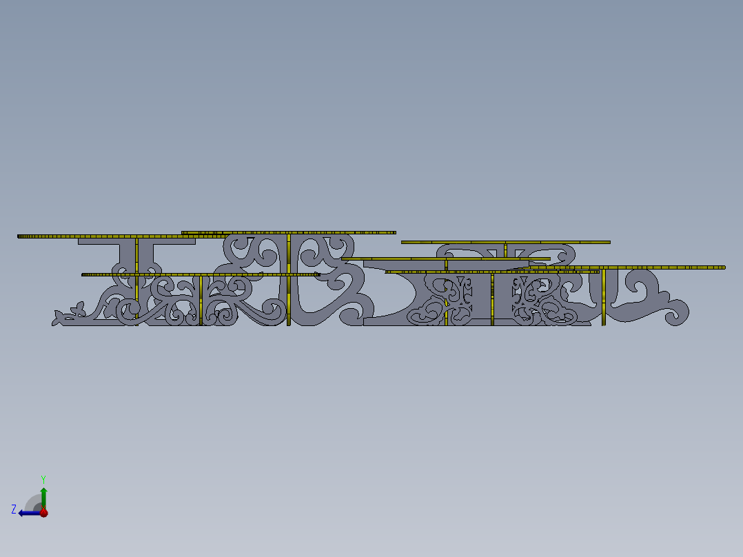 激光下料拼图艺术餐桌AutoCAD, SOLIDWORKS 2016右视图