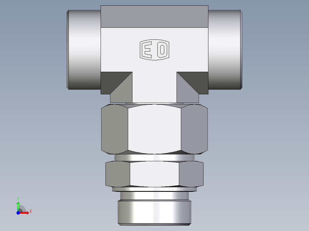 卡套式工业通用硬管接头EO_Assembled_adjustable_standpipe_branch_tee_EVT38SROMD71前视图