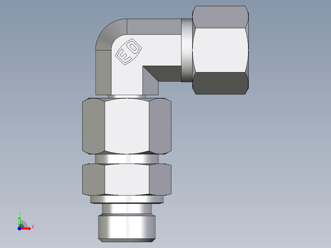 卡套式工业通用硬管接头EO_Assembled_adjustable_standpipe_elbow_EVW12SM71前视图
