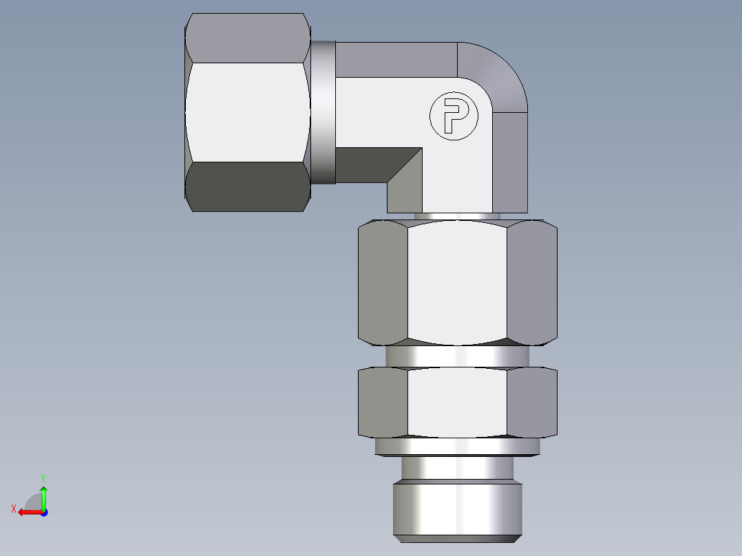 卡套式工业通用硬管接头EO_Assembled_adjustable_standpipe_elbow_EVW12SM71后视图