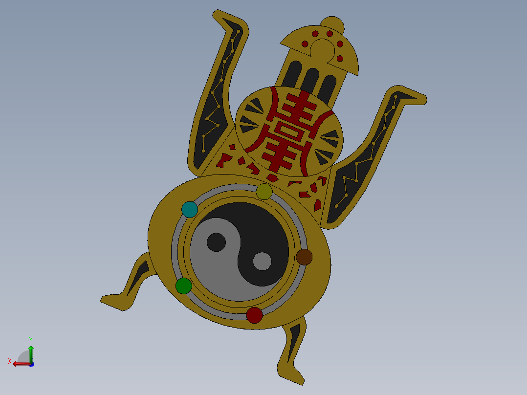 一种仿古密码锁的结构设计与3D模型打印【含图和文档】后视图