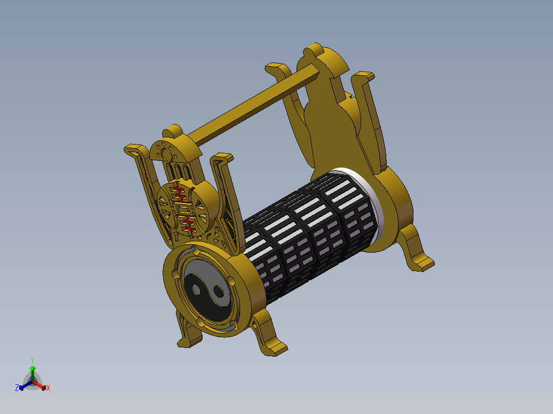 一种仿古密码锁的结构设计与3D模型打印【含图和文档】正等轴测图