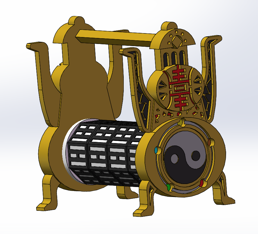一种仿古密码锁的结构设计与3D模型打印【含图和文档】