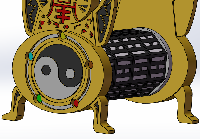 一种仿古密码锁的结构设计与3D模型打印【含图和文档】