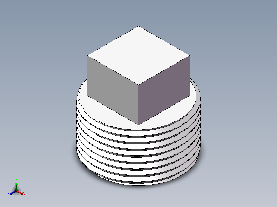 四角塞头 DN25正等轴测图