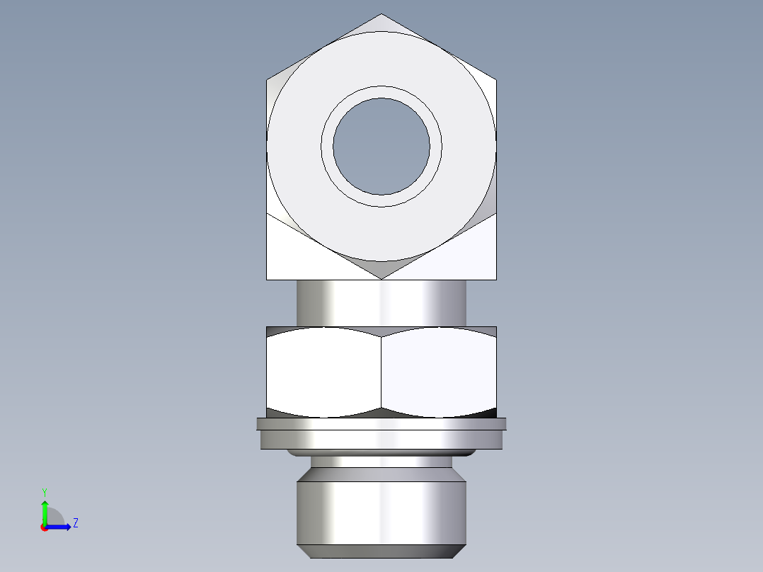 卡套式工业通用硬管接头EO_Adjustable_locknut_branch_tee_TEE10LMCF左视图