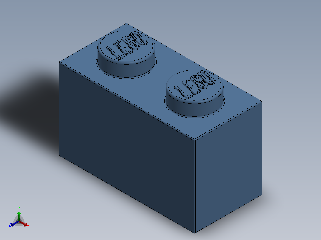 乐高套装 4421基本积木-4179833 - 3004 Medium Blue Brick 1 x 2.SLDPRT正等轴测图