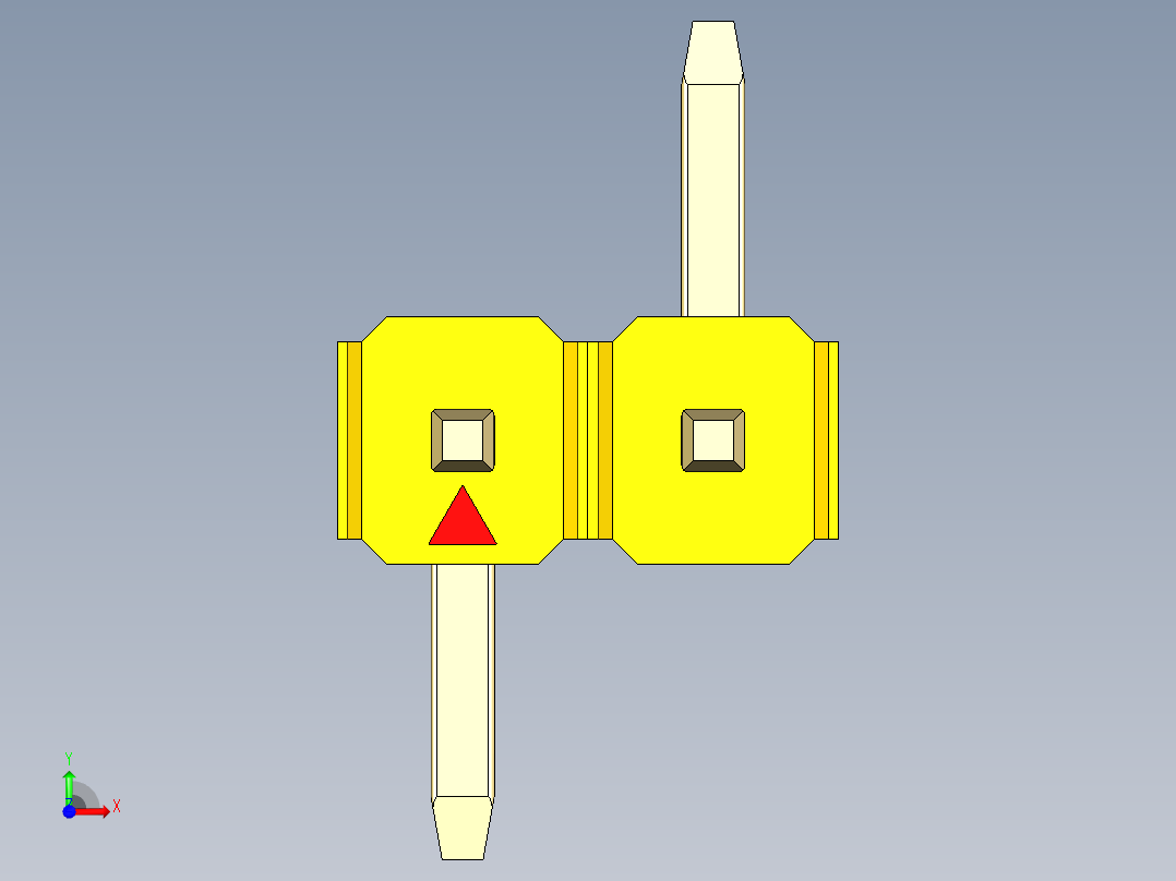 彩色公排针 100mil 2.54mm 系列-DS1022_yellow_02p_100mil_Type_SMT_R2_rev1.0前视图