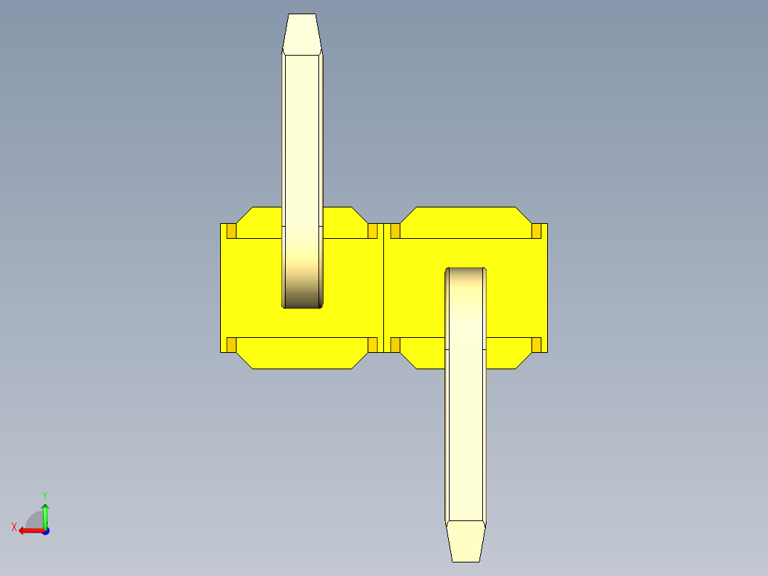 彩色公排针 100mil 2.54mm 系列-DS1022_yellow_02p_100mil_Type_SMT_R2_rev1.0后视图