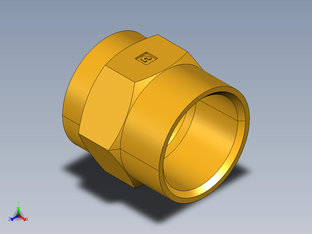 水管接头Female Hose to Female Pipe 99GH-12-12正等轴测图