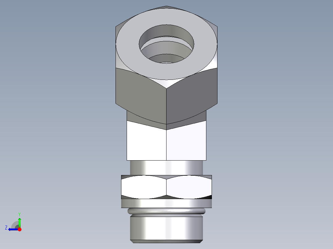 卡套式工业通用硬管接头EO_Adjustable_locknut_45_deg_elbow_VEE25SMORCF右视图