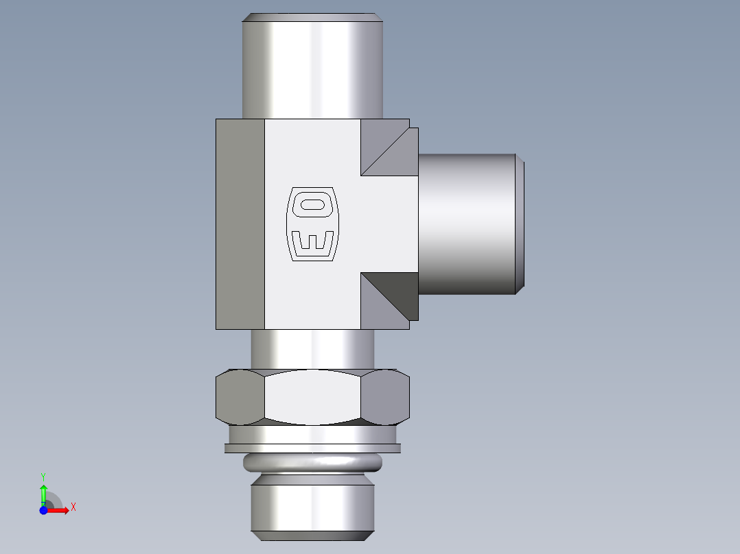 卡套式工业通用硬管接头EO_Adjustable_locknut_run_tee_LEE08SMOROMDCF前视图