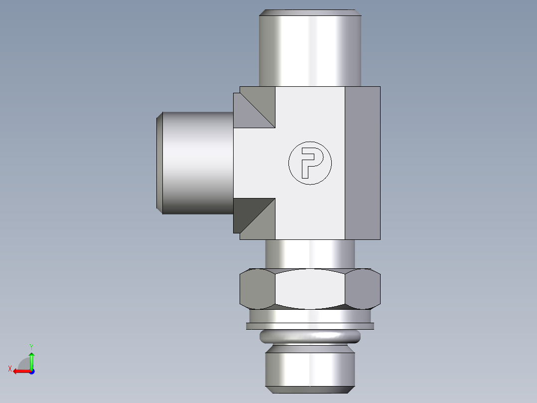 卡套式工业通用硬管接头EO_Adjustable_locknut_run_tee_LEE08SMOROMDCF后视图