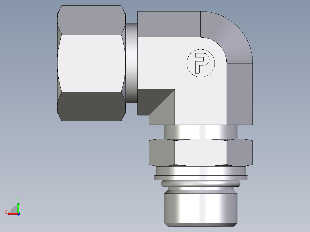 卡套式工业通用硬管接头EO_Adjustable_Locknut_elbow_WEE16ZSMORCF后视图