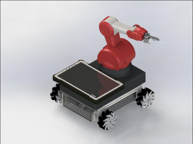 麦克纳姆轮工业机器臂车3D模型图纸 Solidworks设计