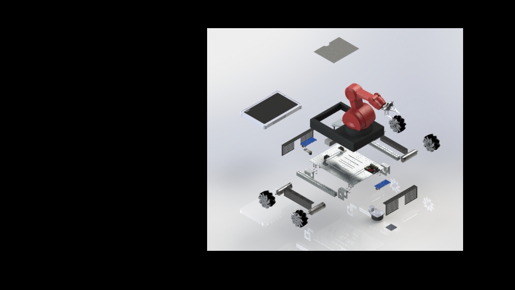 麦克纳姆轮工业机器臂车3D模型图纸 Solidworks设计