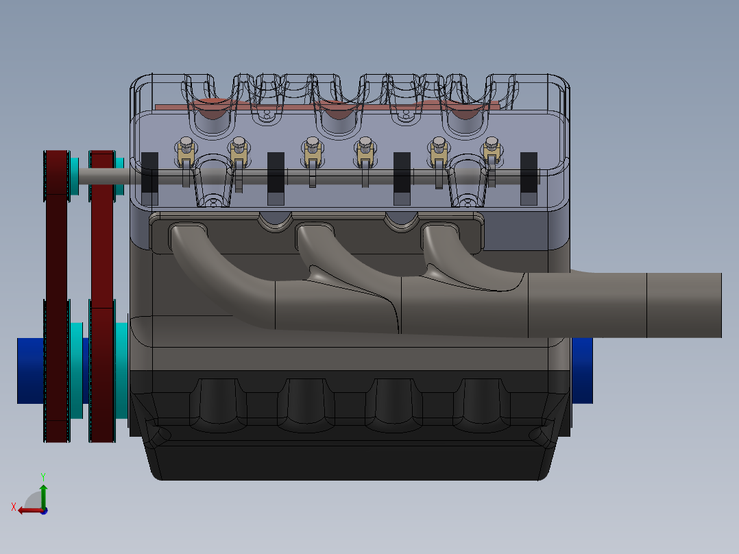 V6发动机（带涡轮增压器）后视图