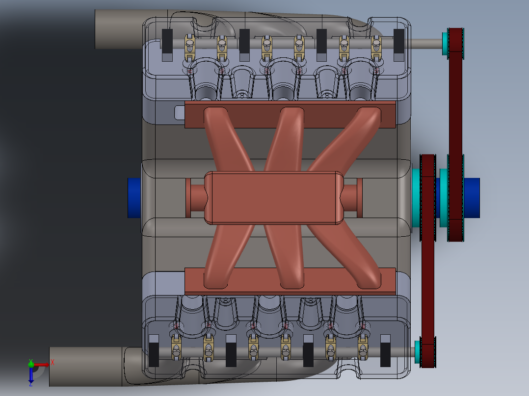 V6发动机（带涡轮增压器）俯视图